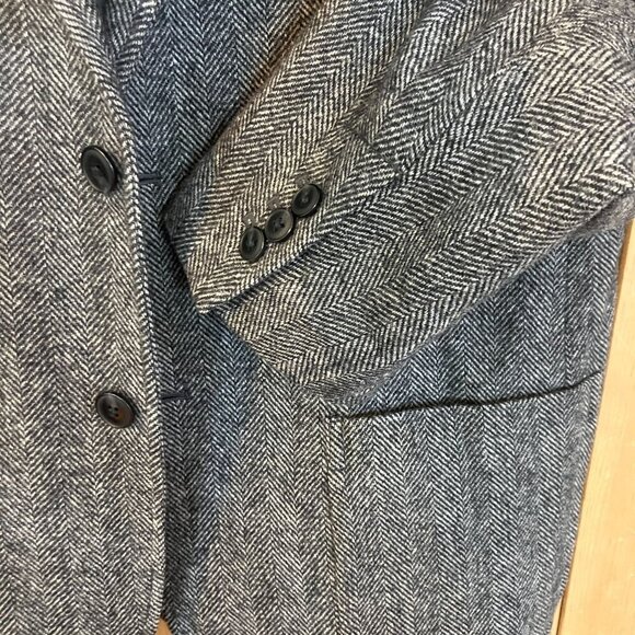 GAP Mens Vintage Y2K Herringbone 2 Button Wool Blazer Size Large Gray AN EXC - Picture 4 of 12